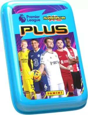 Pocket tin fra Panini med fotballkort fra Premier League