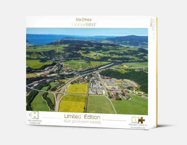 Puslespill av Melhus med 1000 brikker. Ferdiglagt er puslespillet 70 x 50 cm.