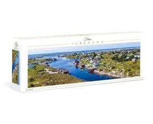 Puslespill av Titran med 1000 brikker. Ferdiglagt er puslespillet 98 x 38 cm.
