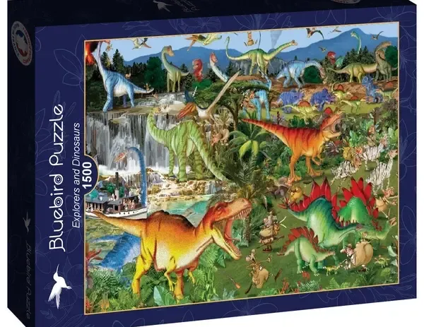 bluebird puslespill 1500 brikker explorers and dinosaurs