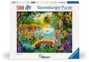 Ravensburger Puslespill | Tigerfamilien i Oasen | 500 Brikker