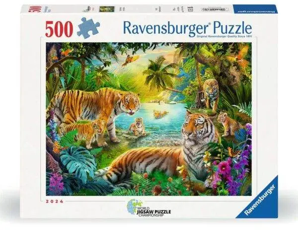 Ravensburger Puslespill | Tigerfamilien i Oasen | 500 Brikker