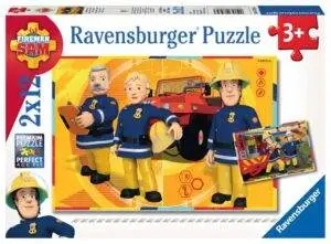 Ravensburger puslespill – Brannmann Sam i Aksjon (2 x 12 biter) med brannbiler og redningsaksjoner
