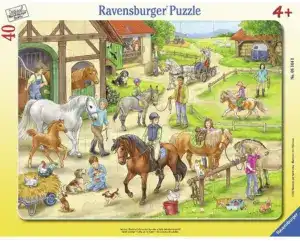 Ravensburger puslespill – En dag på Ranchen (40 biter) med hester, hunder og gårdsdyr