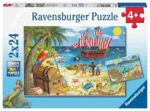 Ravensburger puslespill – Havfruer og Pirater (2 x 24 biter) med sjørøvere og havfruer