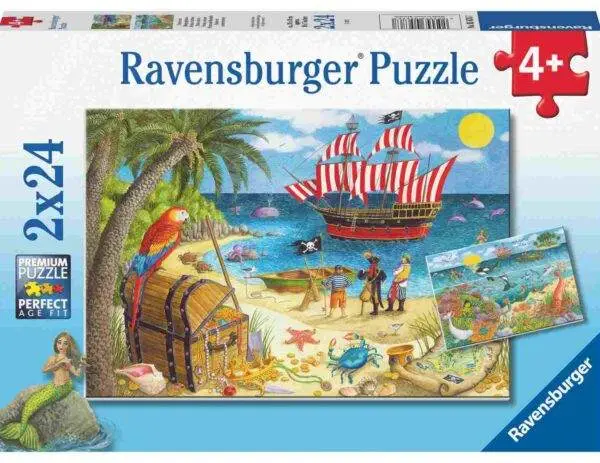 Ravensburger puslespill – Havfruer og Pirater (2 x 24 biter) med sjørøvere og havfruer