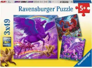Ravensburger puslespill – Mytisk Majestet (3 x 49 biter) med magiske skapninger