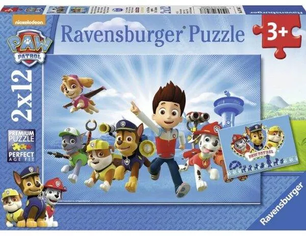 Ravensburger puslespill – Paw Patrol (2 x 12 biter) med Chase, Marshall og Skye