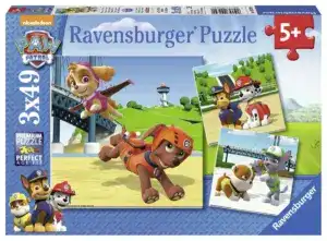 Ravensburger puslespill – Paw Patrol (3 x 49 biter) med Chase, Marshall og Skye