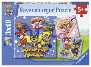Ravensburger puslespill – Paw Patrol Superhelter (3 x 49 biter) med Chase, Marshall og Skye