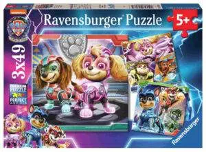Ravensburger puslespill – Paw Patrol, The Mighty Movie (3 x 49 biter) med Chase, Skye og Marshall
