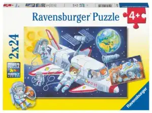 Ravensburger puslespill – Reis Gjennom Verdensrommet (2 x 24 biter) med romskip og planeter