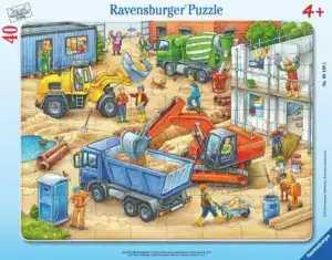 Ravensburger puslespill – Store Anleggsmaskiner (40 biter) med gravemaskiner og lastebiler