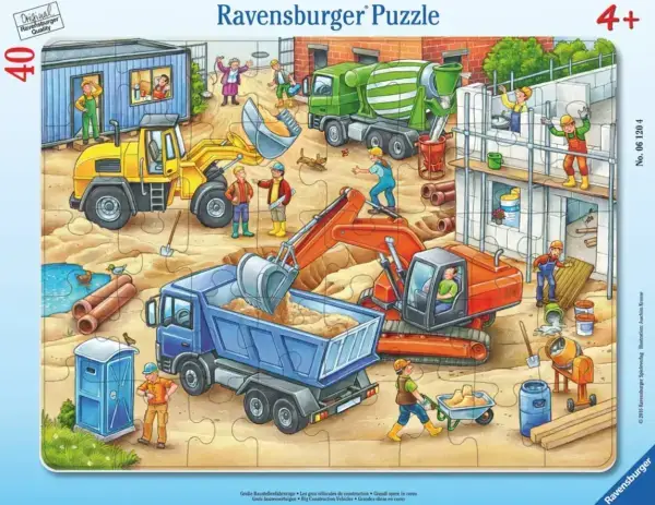 Ravensburger puslespill – Store Anleggsmaskiner (40 biter) med gravemaskiner og lastebiler