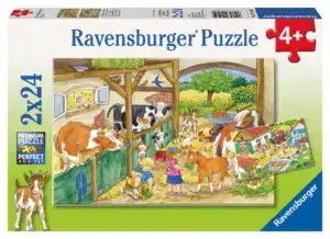Ravensburger puslespill – Vår på Landet (2 x 24 biter) med bondegårdsdyr og natur