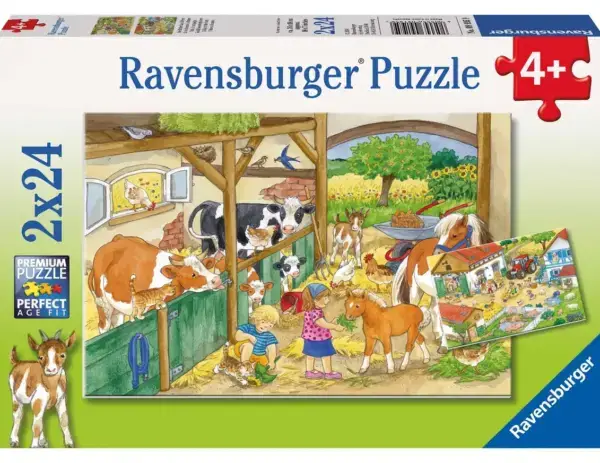 Ravensburger puslespill – Vår på Landet (2 x 24 biter) med bondegårdsdyr og natur