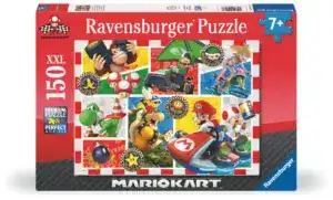 Ravensburger Puslespill – Mario Kart (150 brikker XXL). Actionfylt motiv med Mario, Luigi og Yoshi i et racerløp. Perfekt for barn fra 7 år.