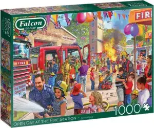 Falcon Open Day at the Fire Station 1000-brikkers puslespill med en travel og spennende dag på brannstasjonen.
