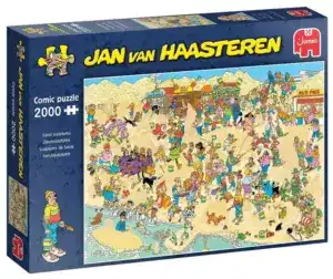 Jan Van Haasteren Sand Sculptures 2000-brikkers puslespill med humoristiske strandscener.