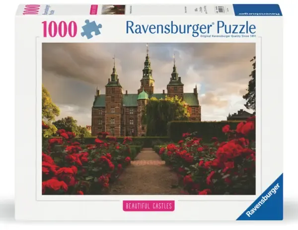 Ravensburger puslespill med Rosenborg Castle, København, 1000 brikker, vakker illustrasjon av dansk slott.